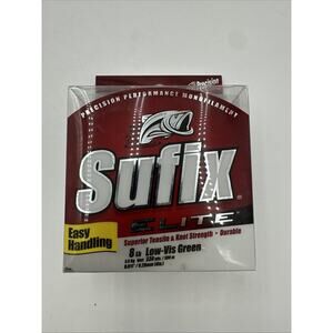 Sufix Elite, Superior Tensile & Knot Strength, 8 LB, Low-Vis Green